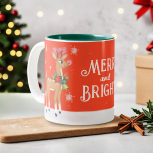Merry und Bright Rudolph Reindeer Zweifarbige Tasse