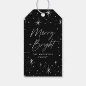 Merry und Bright Script Black Holiday Geschenkanhänger (Vorderseite)