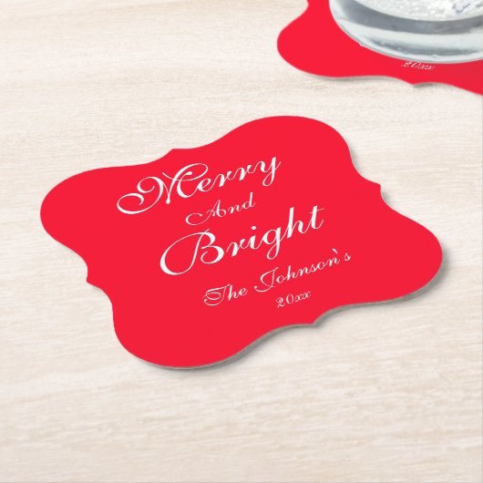 Merry und Bright Script Name Niedlich Red Christma Untersetzer (angewinkelt)