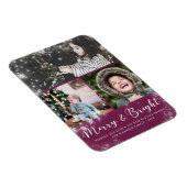 Merry und Bright Script Snow Overlay Foto Collage Magnet (Rechte Seite)