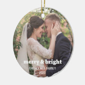 Merry und Bright | Smart Christmas Couple Foto Keramik Ornament (Links)
