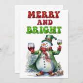 Merry und Bright Snowman Feiertagskarte (Vorne/Hinten)
