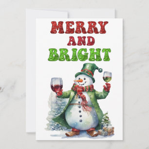 Merry und Bright Snowman Feiertagskarte