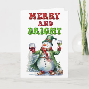 Merry und Bright Snowman Feiertagskarte