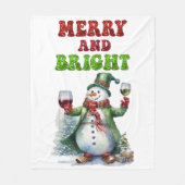 Merry und Bright Snowman Fleecedecke (Vorderseite)
