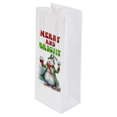 Merry und Bright Snowman Geschenktüte Für Weinflaschen (Vorderseite Schrägansicht)