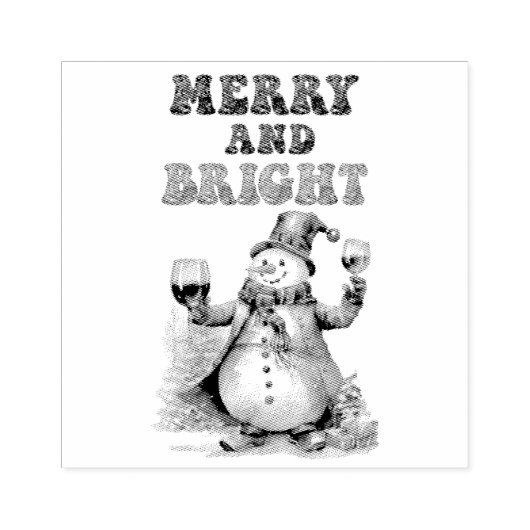 Merry und Bright Snowman Gummistempel (Prägung)