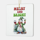 Merry und Bright Snowman Keramikornament (Links)