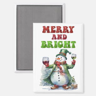 Merry und Bright Snowman Magnet