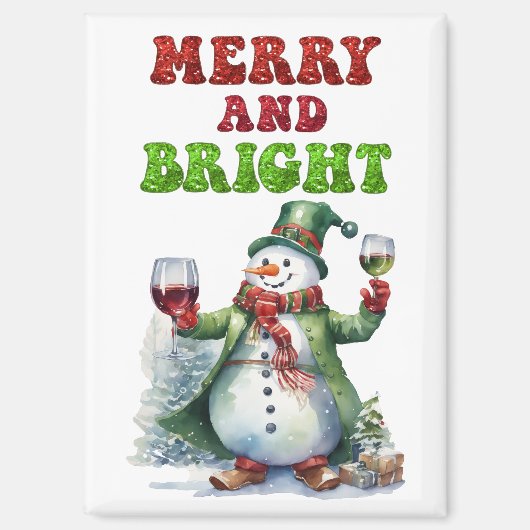 Merry und Bright Snowman Magnet (Vorderseite)
