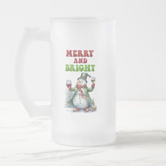 Merry und Bright Snowman Mattglas Bierglas (Links)