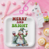 Merry und Bright Snowman Pappteller (Party)