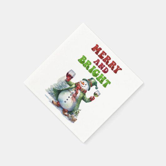Merry und Bright Snowman Serviette (Ecke)