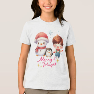 Merry und Bright Snowman Tri-Blend Shirt