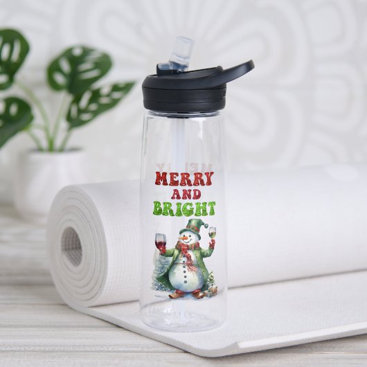Merry und Bright Snowman Trinkflasche (Yoga (gedreht))
