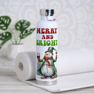 Merry und Bright Snowman Trinkflasche