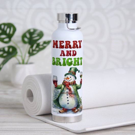 Merry und Bright Snowman Trinkflasche (Yoga (gedreht))