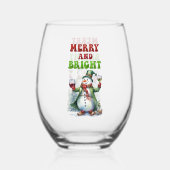 Merry und Bright Snowman Weinglas Ohne Stiel (Vorderseite)