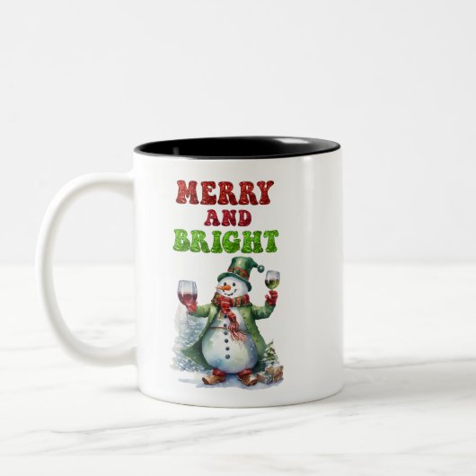 Merry und Bright Snowman Zweifarbige Tasse (Links)