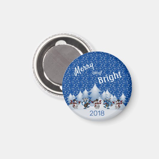Merry und Bright Snowmen Magnet (Vorderseite/Rückseite)