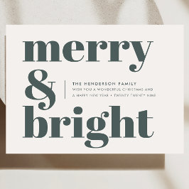 Merry und Bright | Stilvolle Forest Green Christma Feiertagskarte
