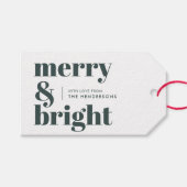 Merry und Bright | Stilvolle Forest Green Christma Geschenkanhänger (Vorderseite (Horizontal))