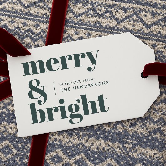 Merry und Bright | Stilvolle Forest Green Christma Geschenkanhänger