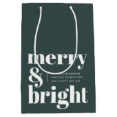 Merry und Bright | Stilvolle Forest Green Christma Mittlere Geschenktüte (Vorderseite)