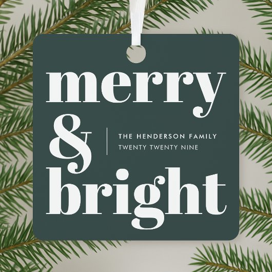 Merry und Bright | Stilvolle Forest Green Christma Ornament Aus Metall