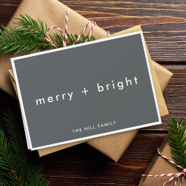 Merry und Bright | Stilvolle Kohle Grau Weihnachte Feiertagskarte