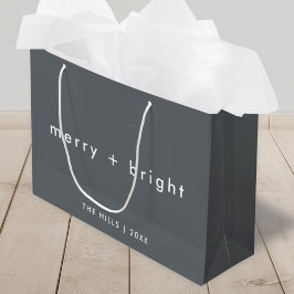 Merry und Bright | Stilvolle Kohle Grau Weihnachte Große Geschenktüte