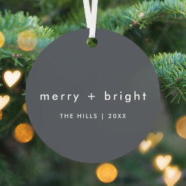 Merry und Bright | Stilvolle Kohle Grau Weihnachte Ornament Aus Metall