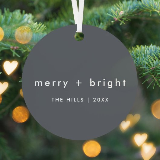 Merry und Bright | Stilvolle Kohle Grau Weihnachte Ornament Aus Metall