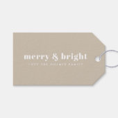 Merry und Bright | Stilvoller Retro Weihnachtsstei Geschenkanhänger (Vorderseite (Horizontal))