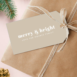 Merry und Bright | Stilvoller Retro Weihnachtsstei Geschenkanhänger