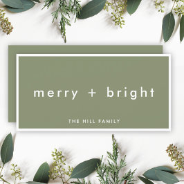 Merry und Bright | Trendy Moss Green Christmas Feiertagskarte