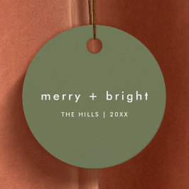 Merry und Bright | Trendy Moss Green Christmas Geschenkanhänger