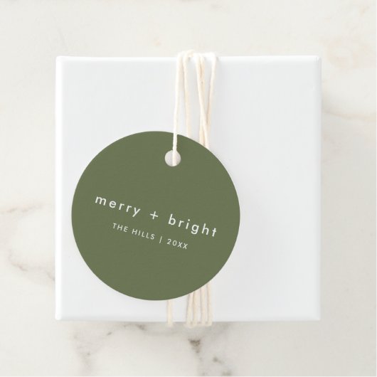 Merry und Bright | Trendy Moss Green Christmas Geschenkanhänger (Beispiel)
