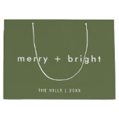 Merry und Bright | Trendy Moss Green Christmas Große Geschenktüte (Vorderseite)