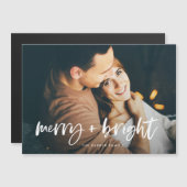 Merry und Bright | Weihnachts-Foto Magnetkarte Magneteinladung (Vorne/Hinten)
