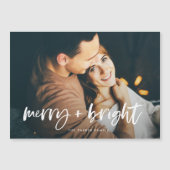 Merry und Bright | Weihnachts-Foto Magnetkarte Magneteinladung (Vorderseite)