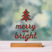 Merry und Bright Weihnachtstypografie Akrylic Sign Acrylschild (Neutral)