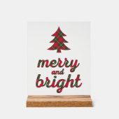 Merry und Bright Weihnachtstypografie Akrylic Sign Acrylschild (Vorderseite)