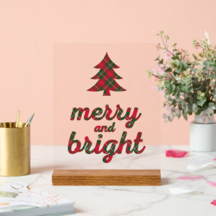 Merry und Bright Weihnachtstypografie Akrylic Sign Acrylschild