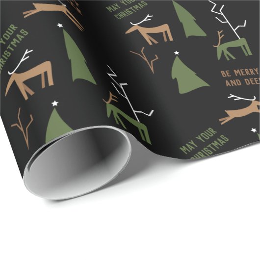 MERRY UND DEER CHRISTMAS GESCHENKPAPIER (Rolleneckpunkt)