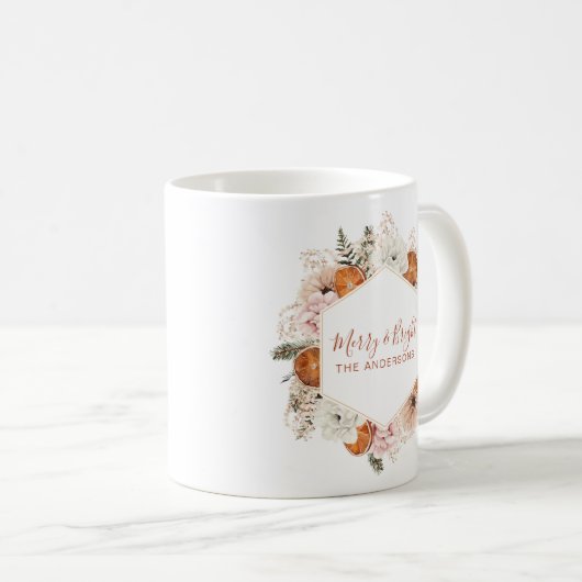 Merry und helle Personalisierte Citrus Pine Floral Kaffeetasse (VorderseiteRechts)