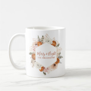 Merry und helle Personalisierte Citrus Pine Floral Kaffeetasse
