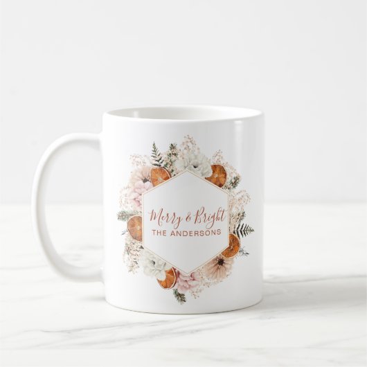 Merry und helle Personalisierte Citrus Pine Floral Kaffeetasse (Links)