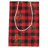Merry und hellschwarz Rot Buffalo Kariert rustikal Mittlere Geschenktüte (Rückseite)