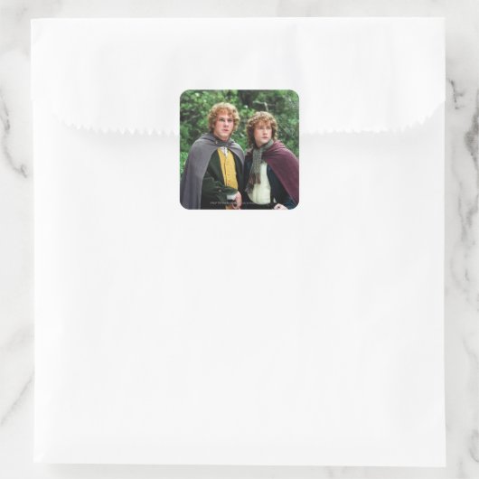 Merry und Peregrin Quadratischer Aufkleber (Tasche)